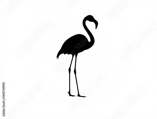 Flamingo silhouette standing with long legs and neck