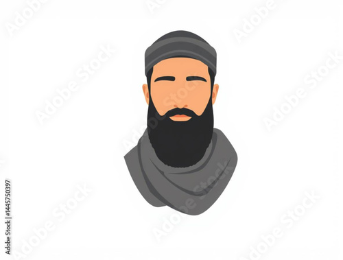 A muslim man with traditional dress and beard
