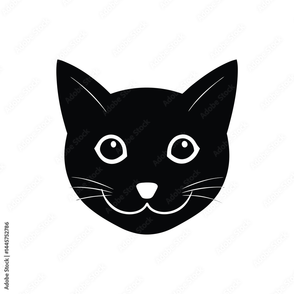 Fototapeta premium Minimal Line Cat Face Silhouette Vector