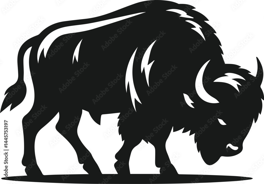 Obraz premium Buffalo silhouette vector