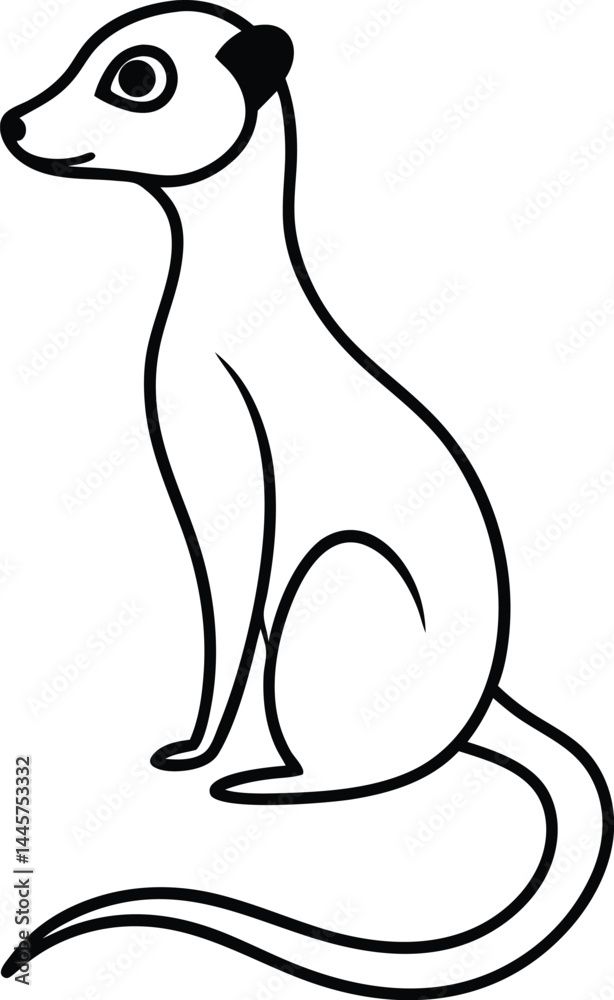 Fototapeta premium Cute and humorous meerkat captured in continuous line art style reflecting wildlife charm and simplicity great for animal themed prints and minimalist artwork