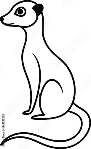 Cute and humorous meerkat captured in continuous line art style reflecting wildlife charm and simplicity great for animal themed prints and minimalist artwork