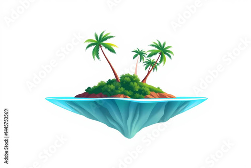 A tropical island icon with palm trees, natural island 
