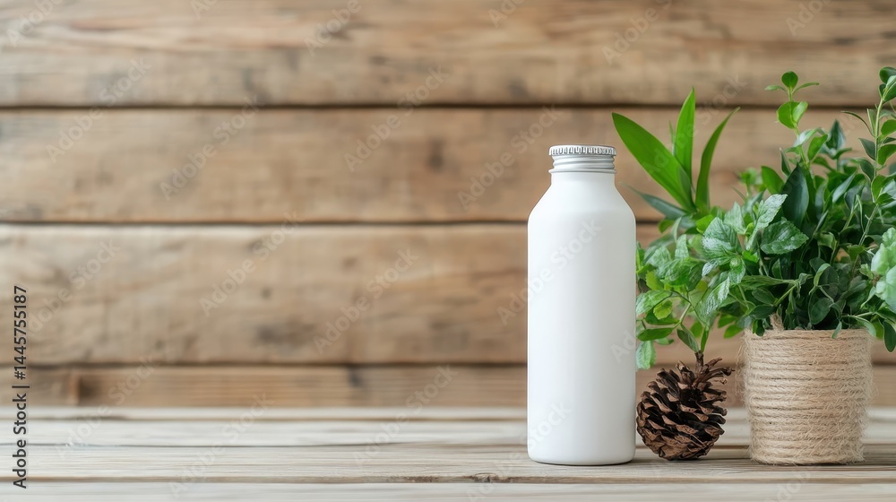 A charming white milk bottle set against a rustic wooden background, paired with a decorative plant, emphasizing simplicity and a connection to nature. A charming white milk bottle set against a rustic wooden background, paired with a decorative plant, emphasizing simplicity and a connection to nature.
