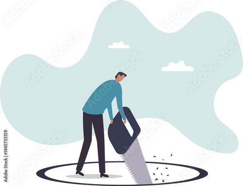 Business or financial mistake, wrong decision or stupidity make problem and situation worst.character for design.