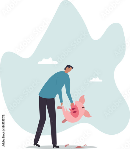 Debt and loan problem, financial mistake, poverty or bankruptcy .character for design.