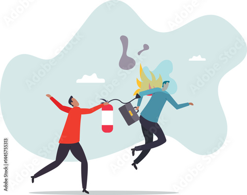 Mentorship or support to help employee burnout, fatigue or overworked, people management or brain cool down to reduce anxiety .character for design.