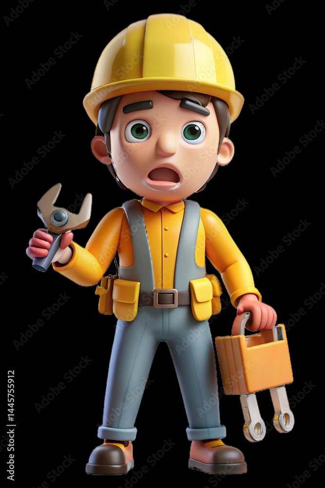 3D Construction Worker Character Fear and Denial Poses 3D Construction Worker Character Fear and Denial Poses