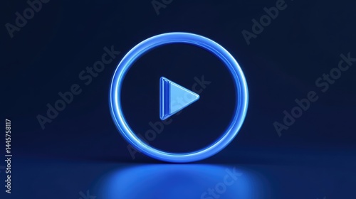 Free Download Play button graphic.  3D rendered, glowing blue circle with play arrow - GFXLoad