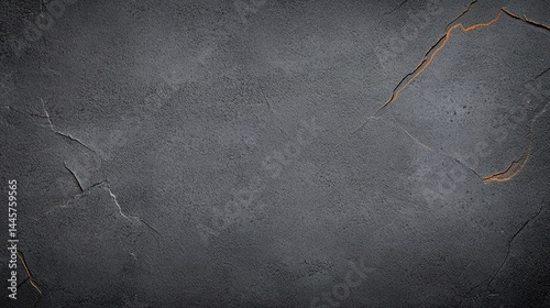 Dark Gray Concrete Wall with Cracks and Textured Surface