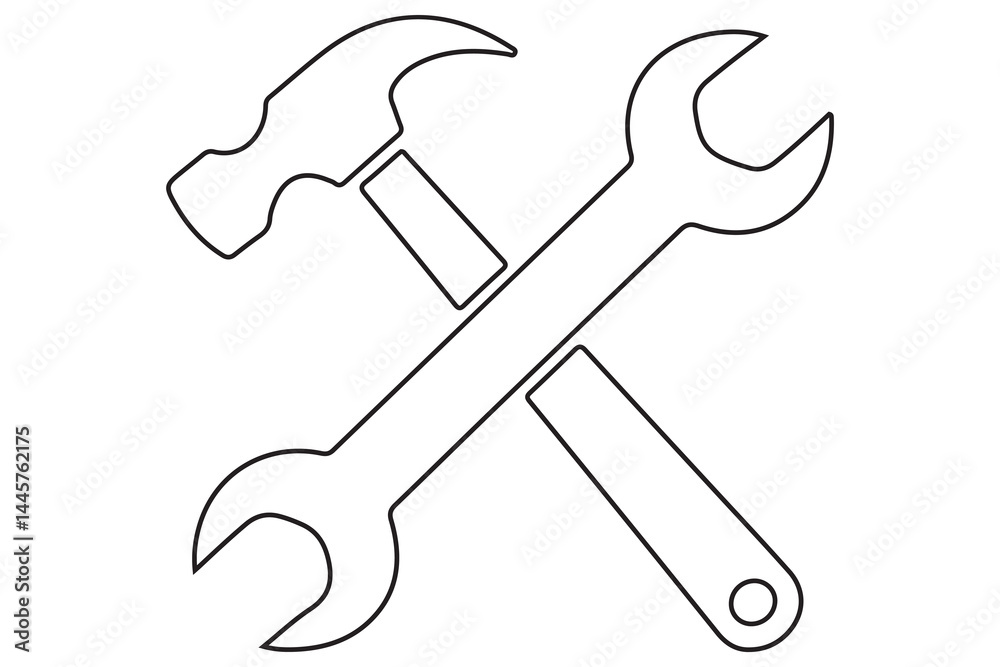 crossed hammer and wrench continues line art vector illustration
crossed hammer and wrench continues line art vector illustration