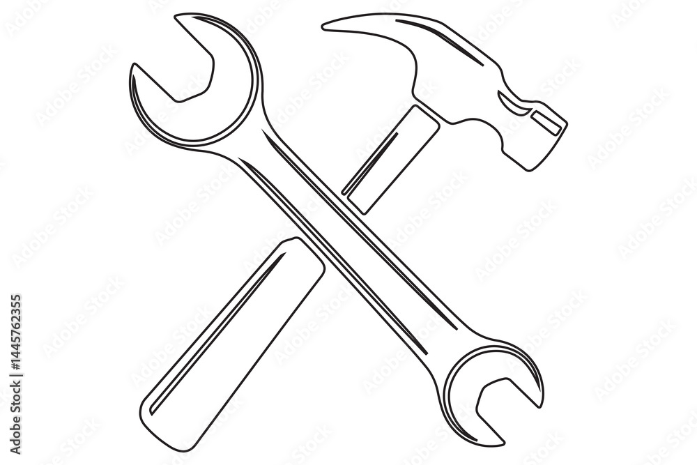 crossed hammer and wrench continues line art vector illustration
crossed hammer and wrench continues line art vector illustration