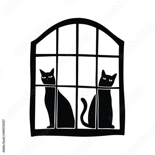 Watching Cats Window View Design