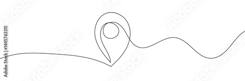 Location pins, geotag sign line continuous drawing vector. One line Location pins, geotag vector background. Location pin, geotag icon. Continuous outline of Location pin, geotag. Linear Locations pin