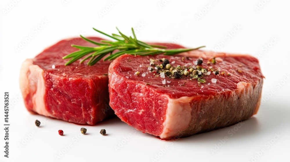 This image showcases fresh cuts of beef steak, beautifully arranged with pepper and herbs, highlighting the textures and colors ideal for culinary photography and food marketing. This image showcases fresh cuts of beef steak, beautifully arranged with pepper and herbs, highlighting the textures and colors ideal for culinary photography and food marketing.