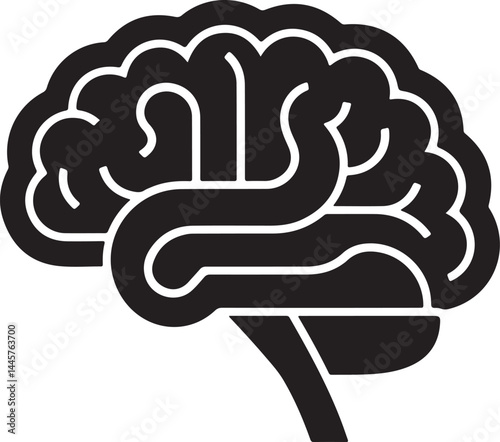 Human brain black silhouette illustration