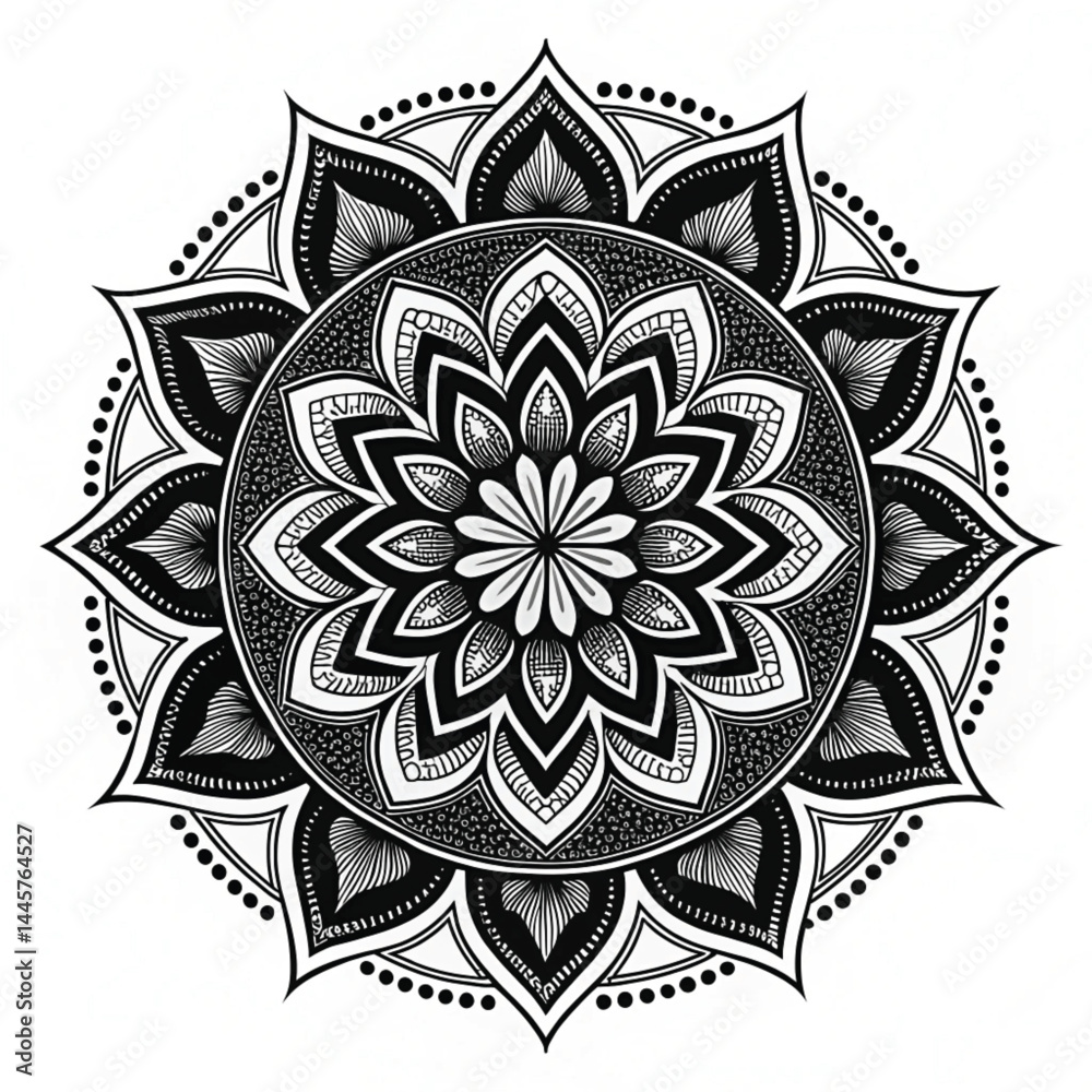 Black Mandala Silhouette Design on White Background – Intricate Geometric Floral Pattern for Tattoo, Decoration, and Spiritual Art Black Mandala Silhouette Design on White Background – Intricate Geometric Floral Pattern for Tattoo, Decoration, and Spiritual Art