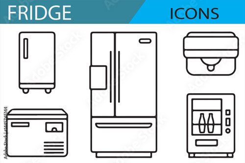 Icons of Different Fridges and Freezers for Home Appliances