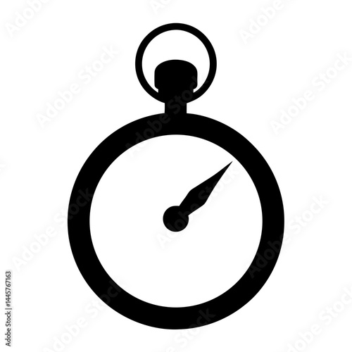 Black and white stopwatch vector icon representing time and measurement device