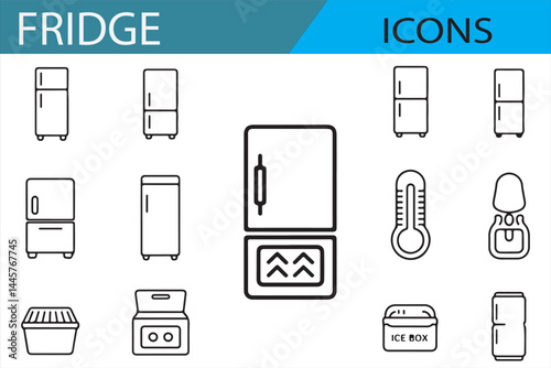 Fridge Icon Set: Various Refrigerator Designs for Home and Kitchen
