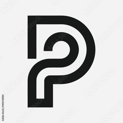 Modern minimalist initial letter P logo, Minimal shape alphabet letter P icon 