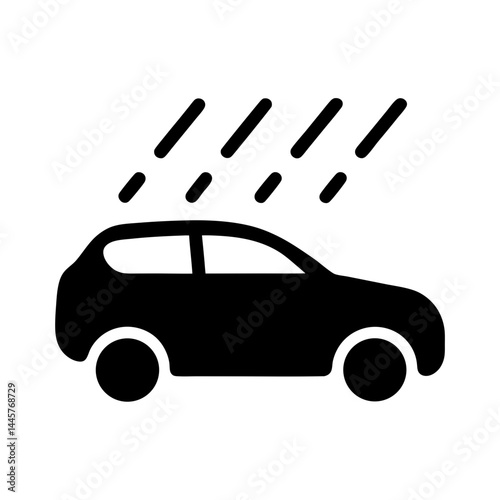 Vector icon of car being washed or in the rain, simple design