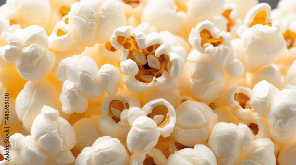 A close-up of popcorn kernels arranged neatly, ready to be popped in a kitchen environment.
