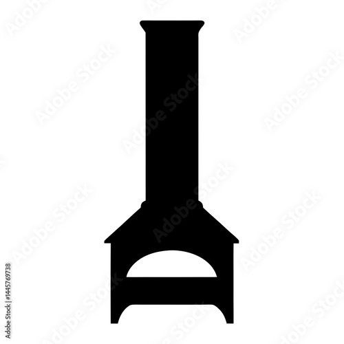 Black silhouette of an outdoor pizza oven or fireplace for cooking