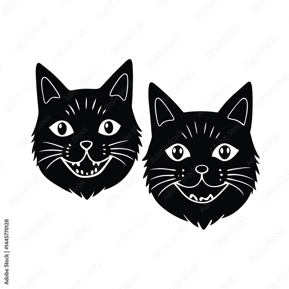 Minimal Cat Head Silhouette Vector Illustration Minimal Cat Head Silhouette Vector Illustration