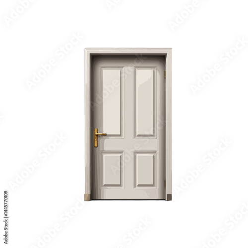 Simple white door with golden handle in a well-lit hallway creating an inviting atmosphere at home