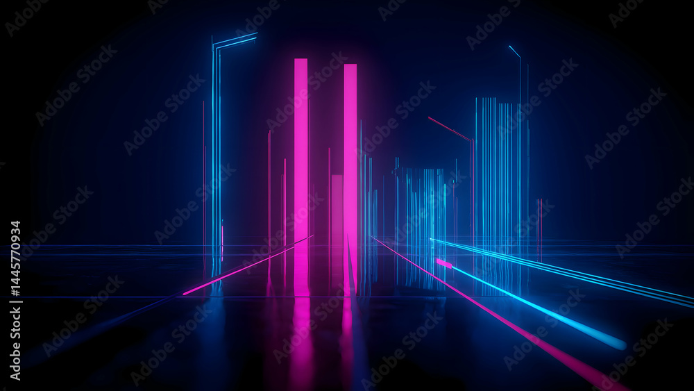 Illuminating Neon Architecture Cyberpunk Style Urban Environment Background Illuminating Neon Architecture Cyberpunk Style Urban Environment Background
