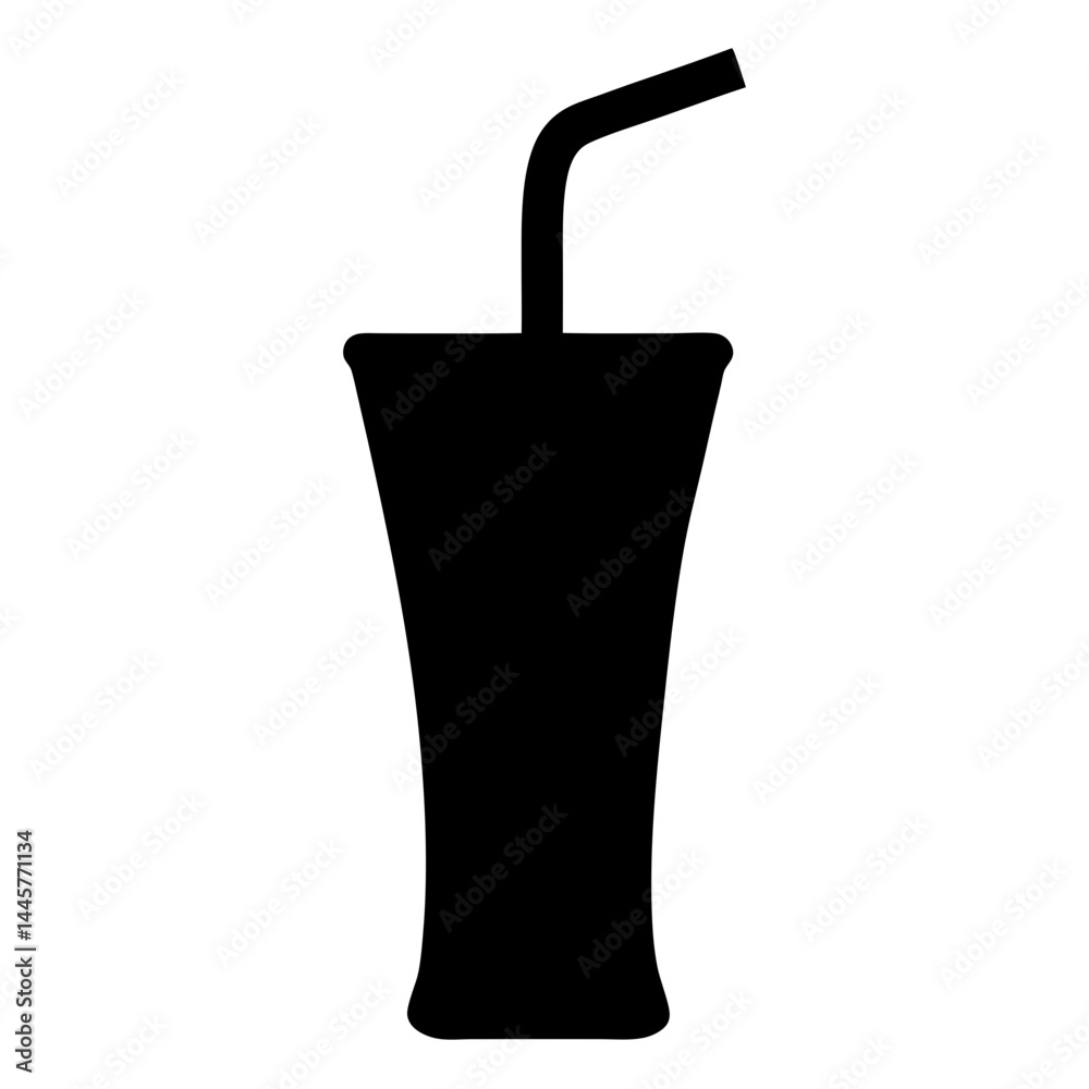 Obraz premium Silhouette of a refreshing cold drink with straw on a white background