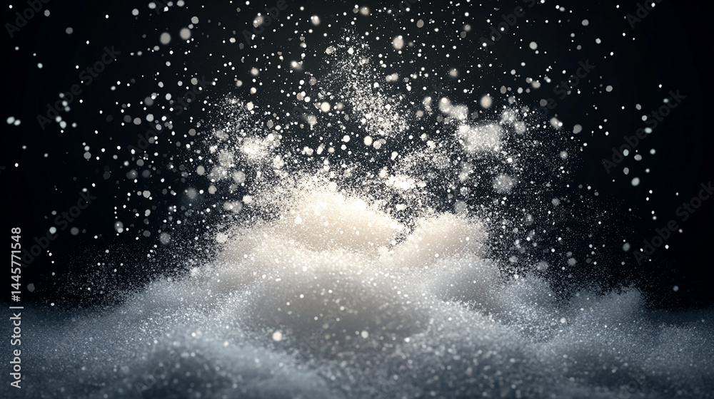Snowfall with Snowflakes Floating in the Air
