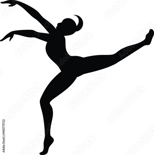 Stylized artistic line art of a gymnast silhouette in motion performing a split great for dynamic sports themed illustrations decor designs and movement inspiration art