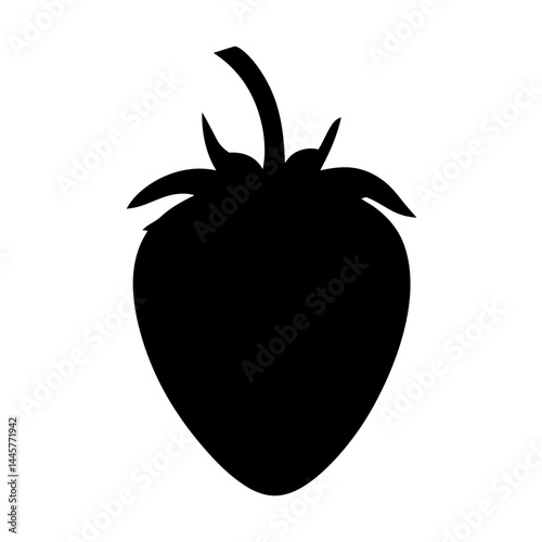 Bold black and white vector illustration of a delicious ripe strawberry