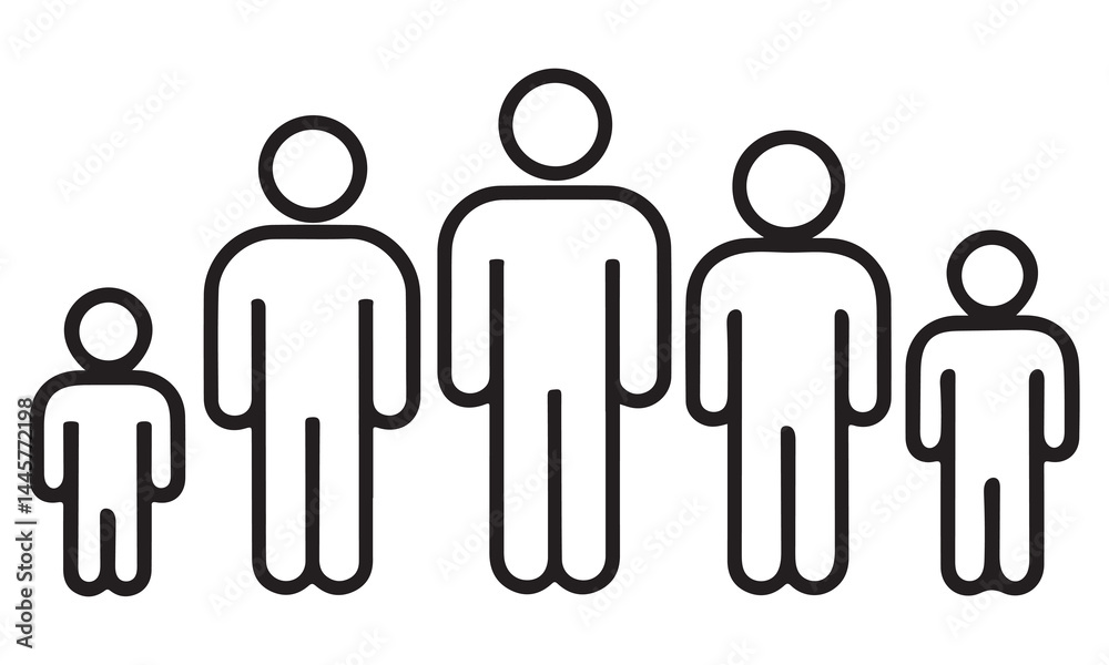 Minimalist Family Icon Vector – Scalable Outline Illustration of Human Figures Minimalist Family Icon Vector – Scalable Outline Illustration of Human Figures