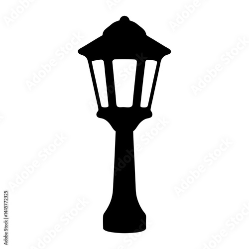 Silhouette of an elegant and decorative old fashioned street lamp