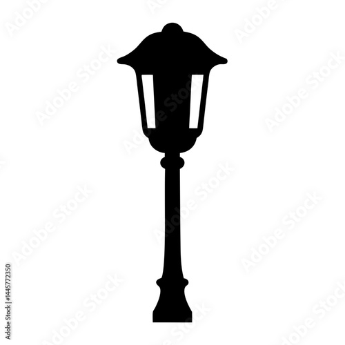 A silhouette of a vintage style street light with bulbous top