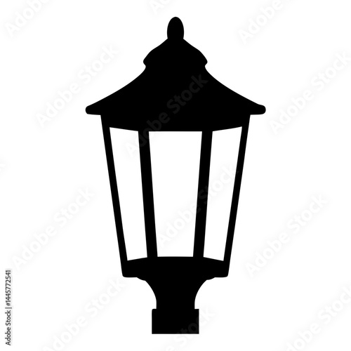 Silhouette of an oldfashioned outdoor street lantern, a beacon of classical design