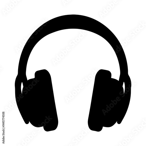 Sleek black headphones for music listening or communication, isolated on white