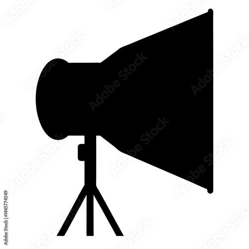 Black studio light with stand for photography and videography needs