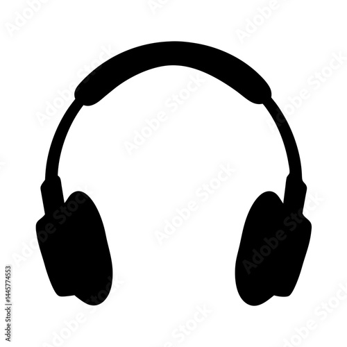 Silhouette of classic over ear headphones with padded band for comfort