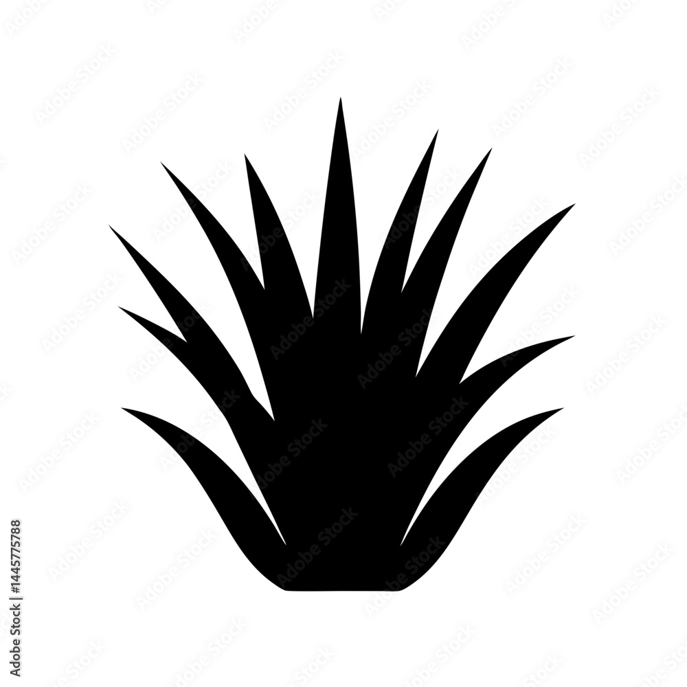 Silhouette of a plant with spiky leaves and rounded base shape Silhouette of a plant with spiky leaves and rounded base shape