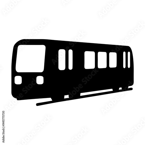 A striking black silhouette of a rapid transit train with minimalist design