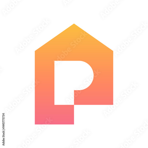 P house modern negative space logo design