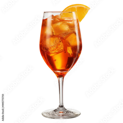 Obraz na płótnie Aperol spritz cocktail with ice and lemon garnish w salonie