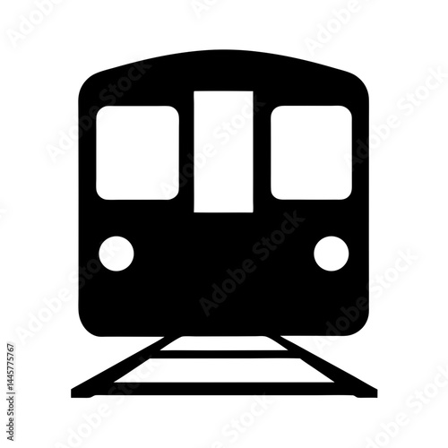 Black and white vector graphic representation of a commuter train icon