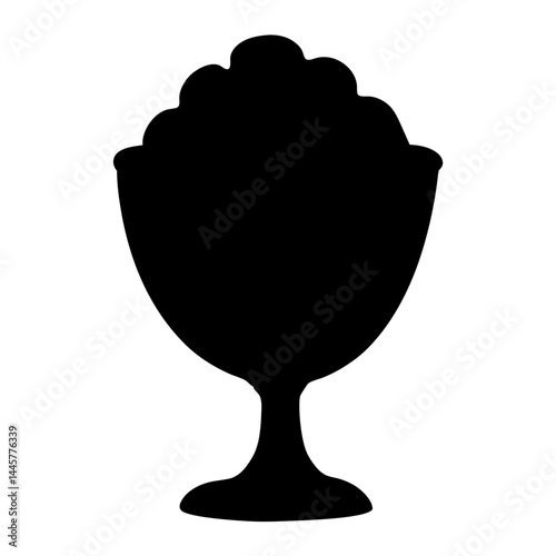 Silhouette of a dessert or ice cream in a sundae glass