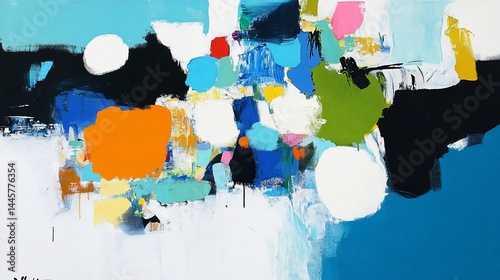 Abstract Painting with Bold Colors and Shapes