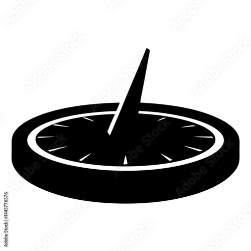 Silhouette of a classic sundial, an ancient timekeeping device used to measure time